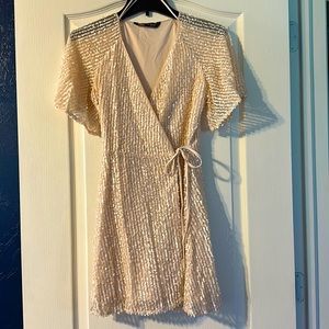 Zara nude pink sequin dress